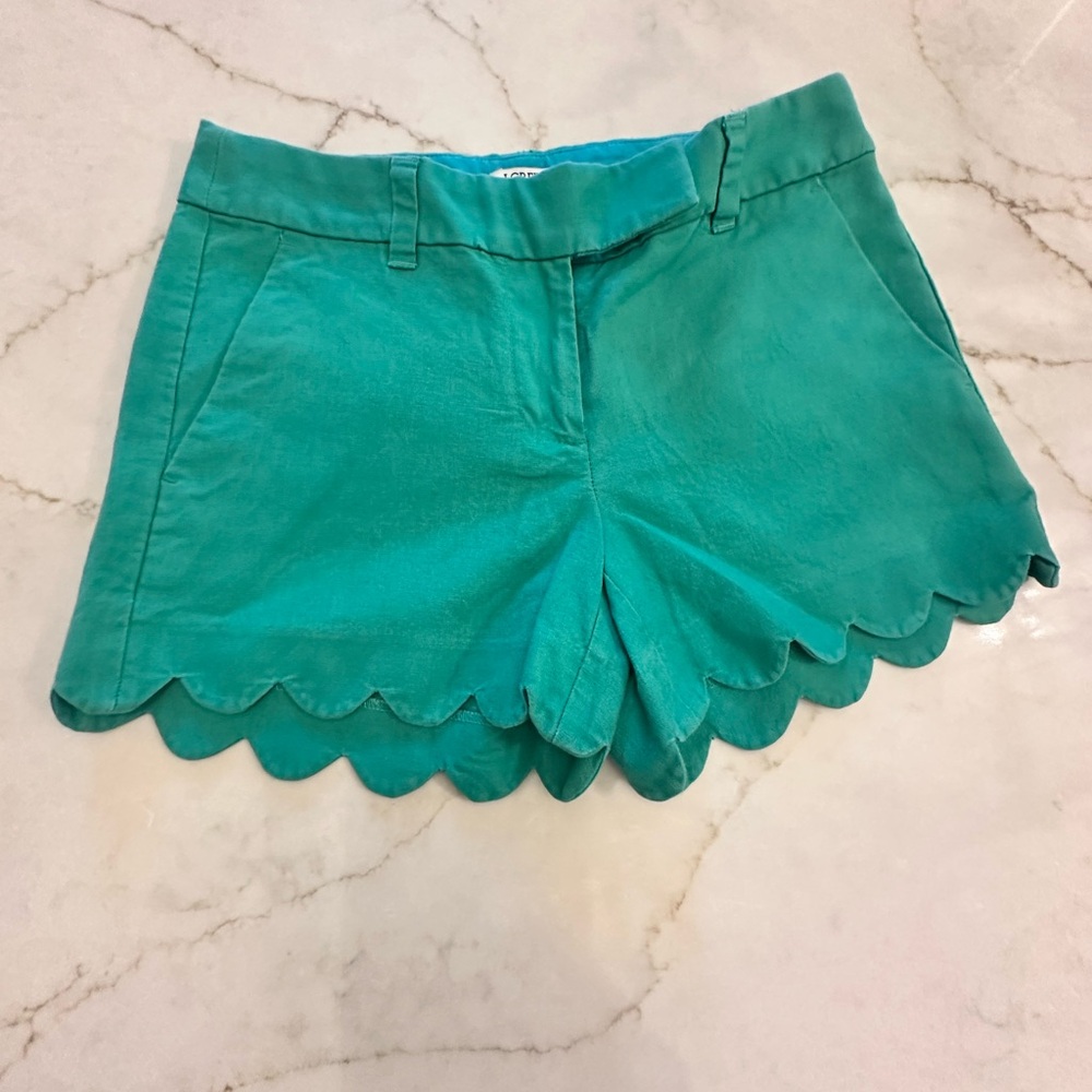J. Crew Green Scalloped Shorts